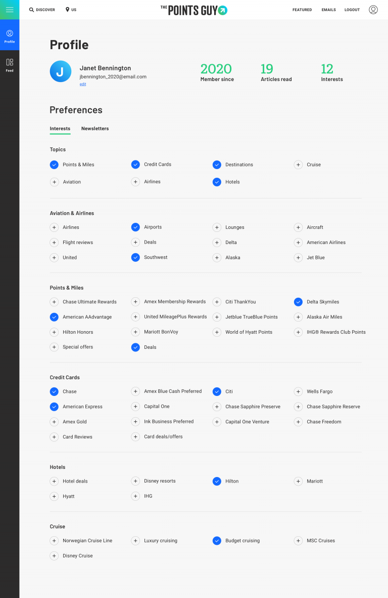 Old preliminary preferences page designs