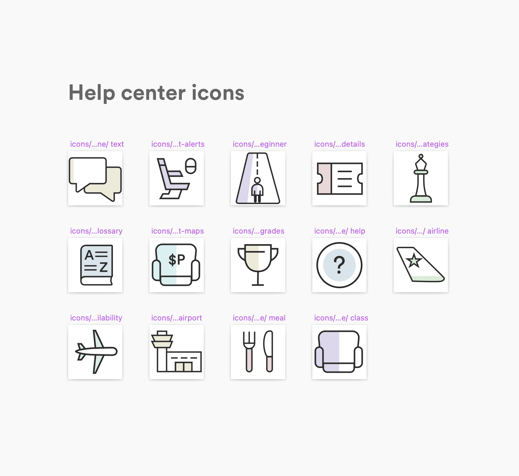 New help center icons