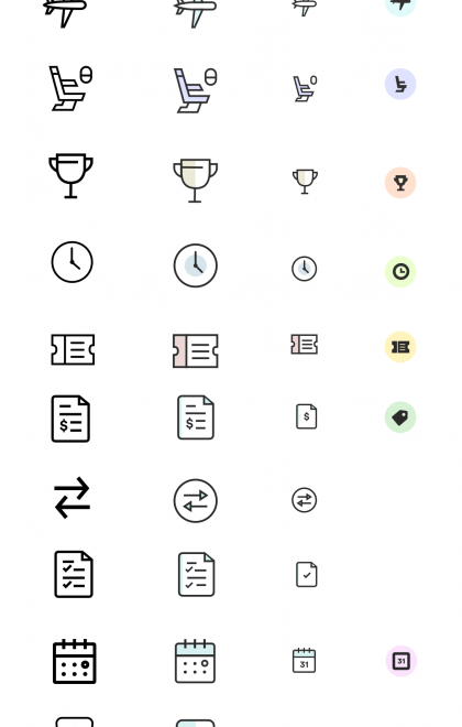 Updated original icon set for additional ownable branding and created large, medium, and small version of icons